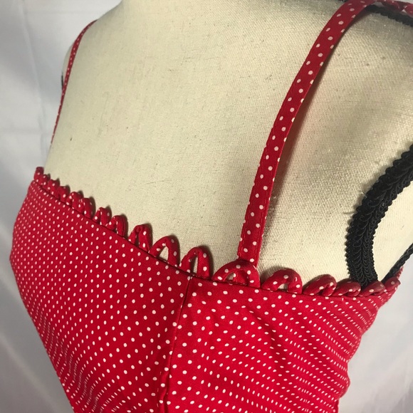 Summery Red and Subtle White Polka Dot Dress - Picture 4 of 6